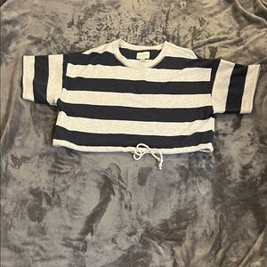 American Eagle Outfitters navy and Gray Striped Tee